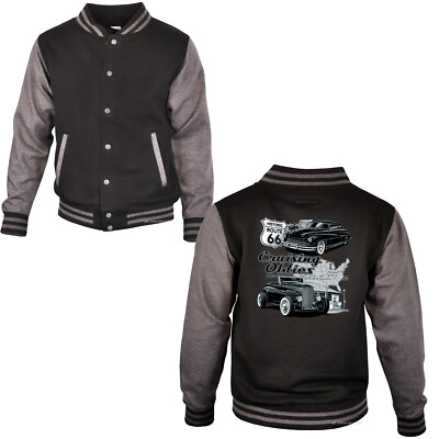 Felpa con Cappuccio Nero V8 Oldschool Hot Rod US Car `50 Stile Emotiv Fast Lane