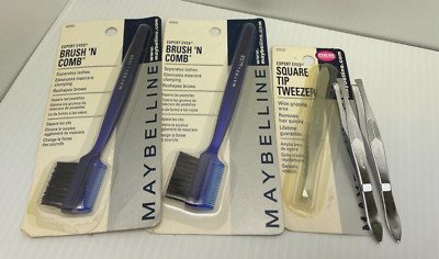 MAYBELLINE Expert Eyes (2) Brush N Comb Brow Brush + (3) Square Tip Tweezers **