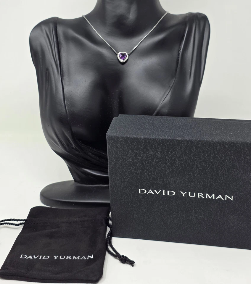 David Yurman Necklace Chatelaine Amethyst Heart Pendant, Sterling Silver  - Image 4 of 4