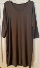 EILEEN FISHER Dress Gray ¾ Sleeves V-Neck Stretch Women's