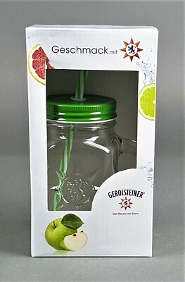 Gerolsteiner Water Jar Screw Top Jar GREEN with Permanent Straw Jars (586)