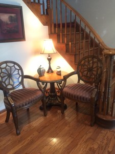 Ashley Furniture Side Table Arm Chairs And Curio Cabinet Ebay