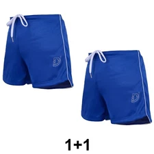 2 Pack: DEFY NEW MENS WORKOUT GYM SPORTS RUNNING CASUAL FITNESS SHORTS BLUE