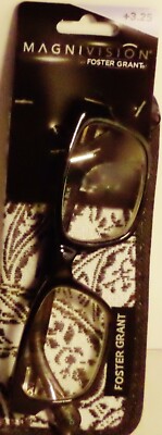 FOSTER GRANT Magnivison Premium Glasses ROXANNA BLK Plastic Frames & Case +3.25