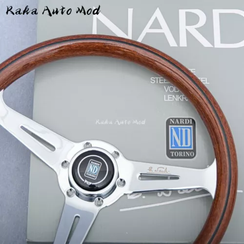 Volante NARDI Classic 360mm Madera Caoba con Acabado Cromo Plateado - Imagen 3 de 6