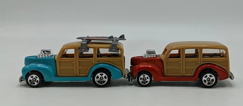 Mattel Hot Wheels Pair of 40's Ford Woodies One with Surboards Loose - Picture 3 of 10
