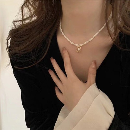 Double Layer Clavicle Chain Pearl Choker Necklace For Women Jewelry Girl Gift - Picture 10 of 17