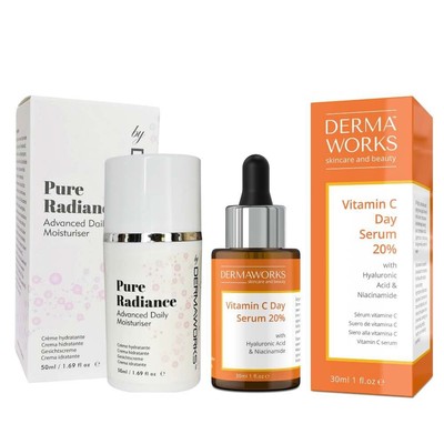 Dermaworks Womens Brightening Skincare Set - Vitamin C Gesichtsserum & Feuchtigkeitscreme