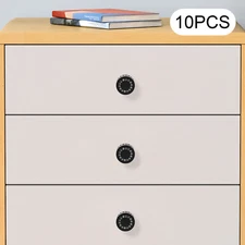 10 Pack Modern Round Cabinet Door Knob Kitchen Drawer Dresser Handle Pull Black