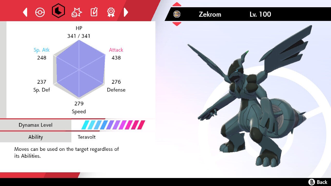 🌟Zekrom Shiny non shiny Best Stats Pokemon Sword and Shield Home🌟