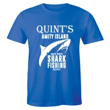 Quints Shark Fishing Amity Island Adult T Shirt Great Classic Movie Tee Movie TV