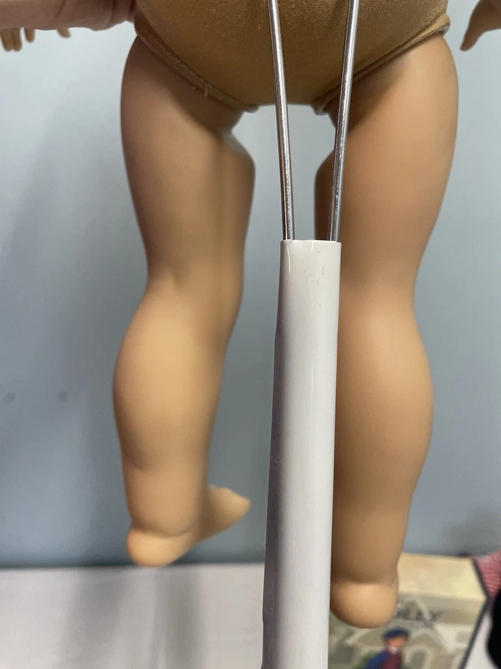 American Girl Doll Molly Mcintire Red/White Pajamas Robe Slippers Brush Glasses - Image 4 of 4