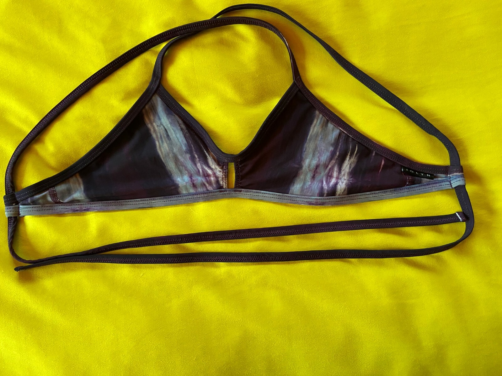 Rare Malyce x Jolyn Keyhole Tie Back Purple Tie Die Bikini Top Size Small
