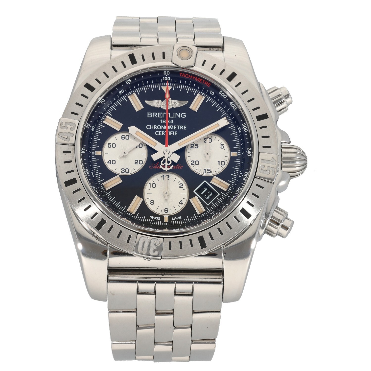 Breitling Chronomat AB0115 Steel Watch 43mm Case Black Dial With 17.5cm Strap