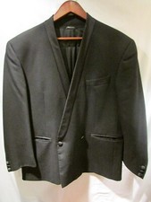 LANCIO Black Tuxedo Jacket Double Breasted Wool Blend Men's 40 Reg