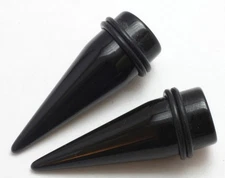 Pair Black Ear Tapers gauges stretching kit set 00g 7/16 1/2 9/16 3/4 7/8 1 in
