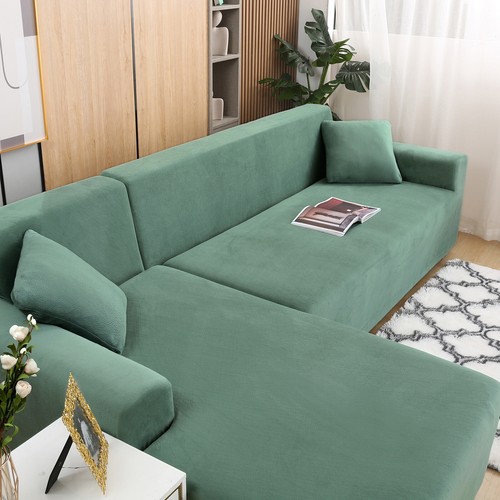 Stretch Plush Couch Covers L Shape Sectional Sofa Cover 2-Piece Sofa Slipcovers - Picture 68 of 72