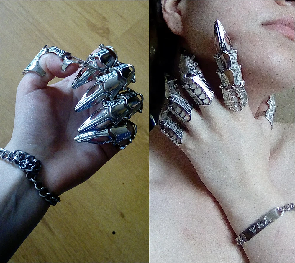 NEW Unisex Full Finger Ring Claw Skull Gothic Armor Punk Knight Jewelry arnival