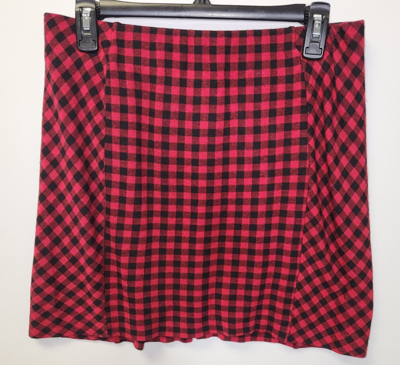 Jill Womens M Petite Red Black Check Plaid Skirt