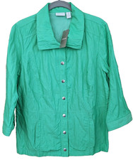Chico's Zenergy Hayden Jacket Womens M Green Button Up Metallic Athleisure NWT