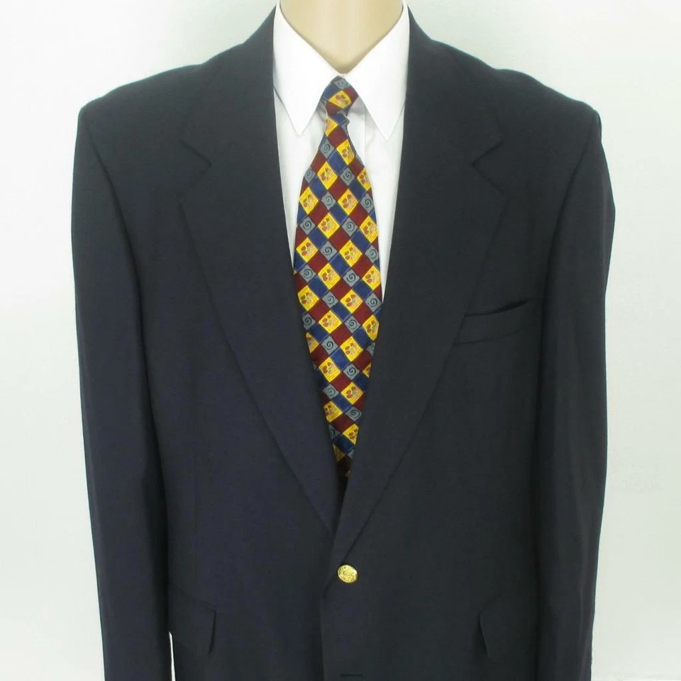 46 L Nordstrom Broadmoor Pike Navy Blue Wool 2 Btn Mens Jacket Sport Coat Blazer