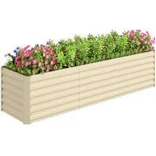 8x2x2ft Galvanized Raised Garden Bed Large Elevated Planter Box, Cream White