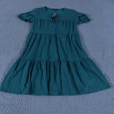 J Crew Dress Womens S Green Tiered Mini Dress Bell Sleeve Fairy Lagenlook NEW
