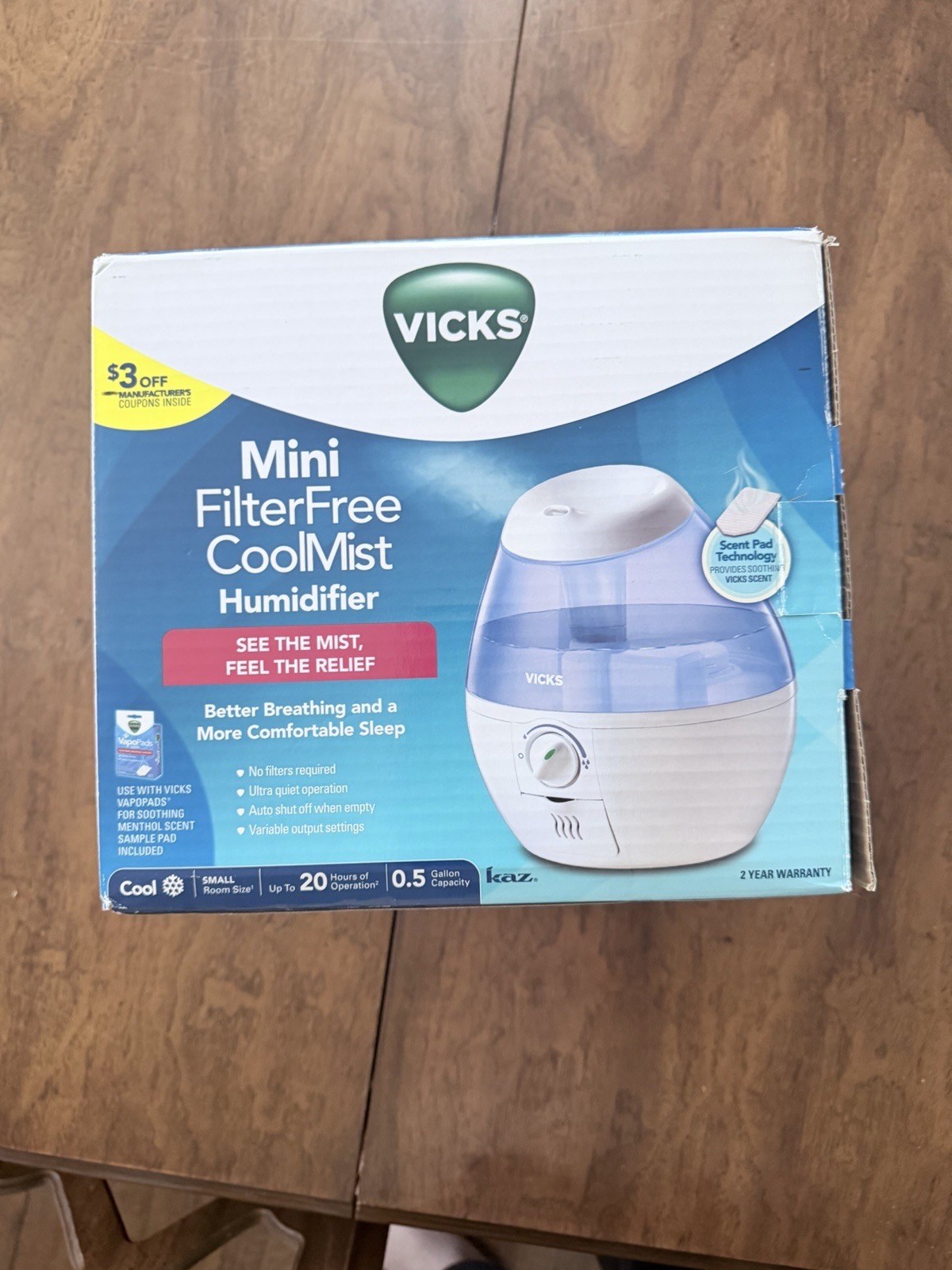 Vicks VUL520W Filter-Free Cool Mist Humidifier, Mini