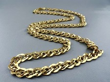 Vintage NAPIER Necklace Double Link Chain Gold Tone Statement Signed 28  