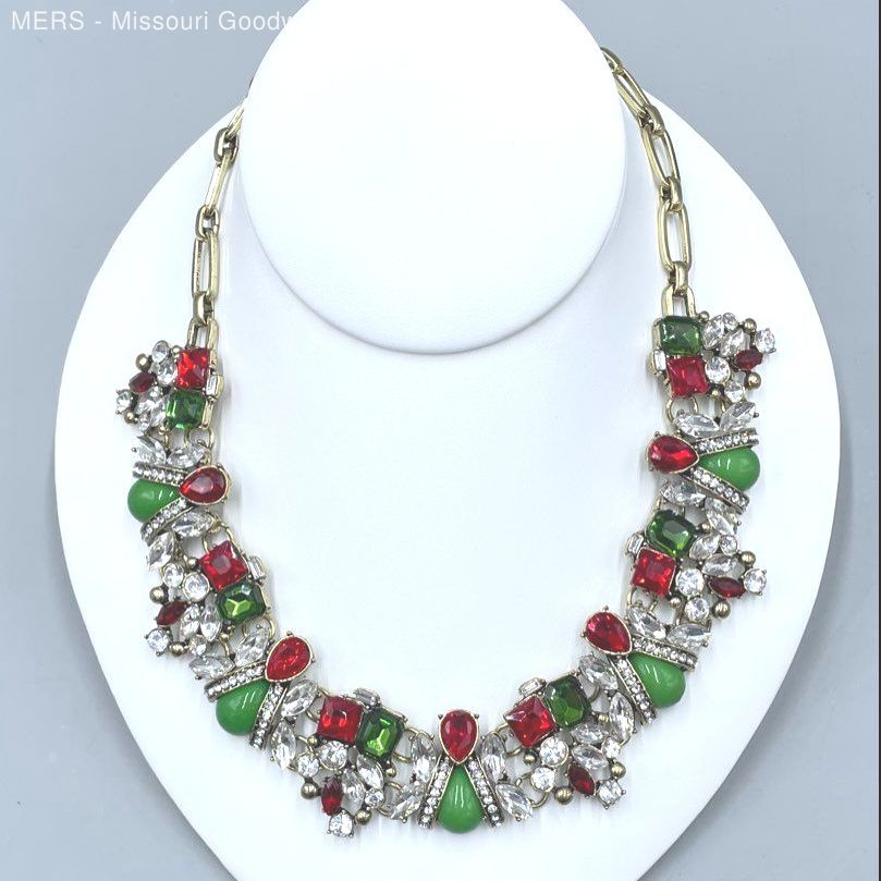 18" Festive Rhinestone Statement Mixed Metals/Mat… - image 1