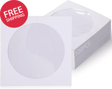 100Pk CD DVD Paper Sleeve Envelope Window Flap Clear Media Disc Storage Case