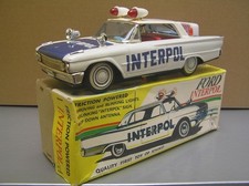 Ichiko Japan Ford Fairlane Interpol tin friction BO Police car scarce MIB