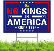 No Kings in America Yard Sign - Resist Hate Lawn Sign save Democracy Double Side