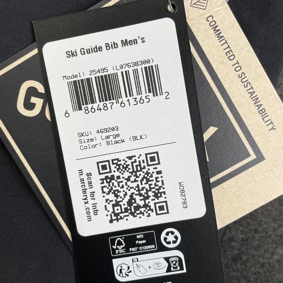 ARC'TERYX Ski Guide Bib Pant Men's Size L Black 25495 - Image 4 of 4