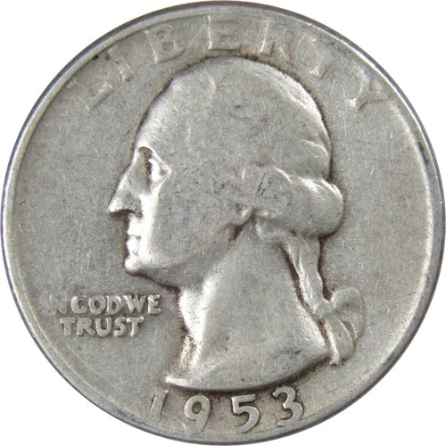 1953 S Washington Quarter F Fine Silver 25c Coin