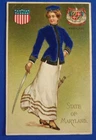 1908 Maryland State Girl Series Postcard Embossed Velvet Coat Douglas