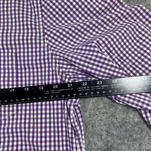 Abercrombie & Fitch Sukienka Koszula Męska Fioletowa XL Gingham Krata Button Down - Zdjęcie 7 z 9