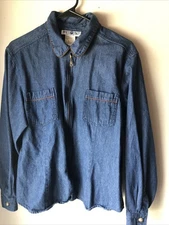 Vintage White Stag Denim Horse Equestrian zip Up Shirt Jacket / Women’s XL