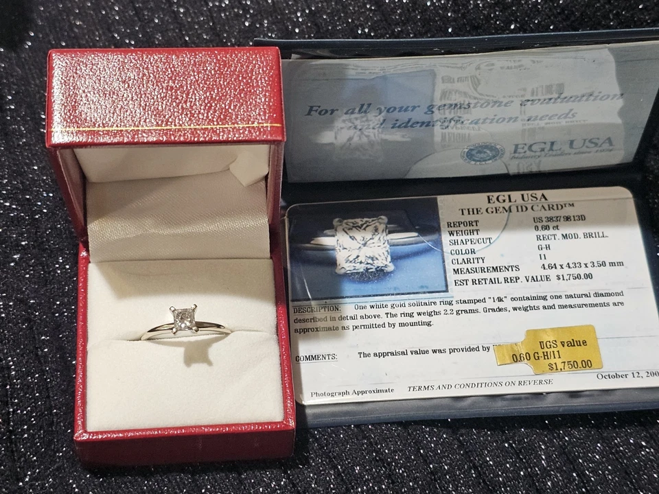 14KT White Gold .60 Ct Certified Natural Diamond Solitaire Ring - Image 2 of 4