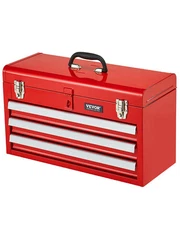 VEVOR Tool Box 20.5-inch Portable Metal Tool Box 3 Drawers Tool Organizer Red
