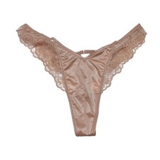 Victoria's Secret Rose Lace-Trim High-Leg Thong Panty Praline Size Large