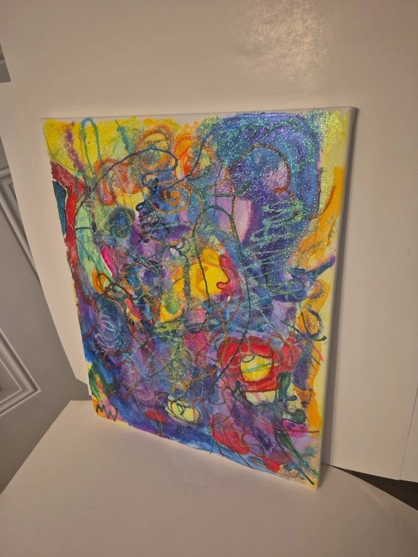 Cactus Flowers,20-16, Abstract acrylic painting,Western  Art,Multi-Color,M Waldo