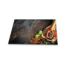 Herdabdeckplatten Ceranfeld Spritzschutz Glasplatte 80x52 Deko Gew&uuml;rze Bunt