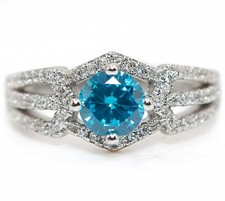 2CT Blue Topaz White Topaz 925 Sterling Silver Ring Jewelry Sz 7 MB5-6
