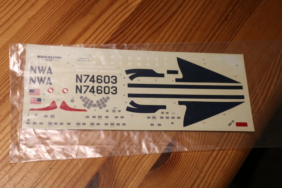 Original airliner decal  SCALEMASTER Boeing 377 Stratocruiser NWA in 1/144 scale