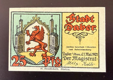 Notgeld - 1921 - Miasto Daber - 25 fenigów