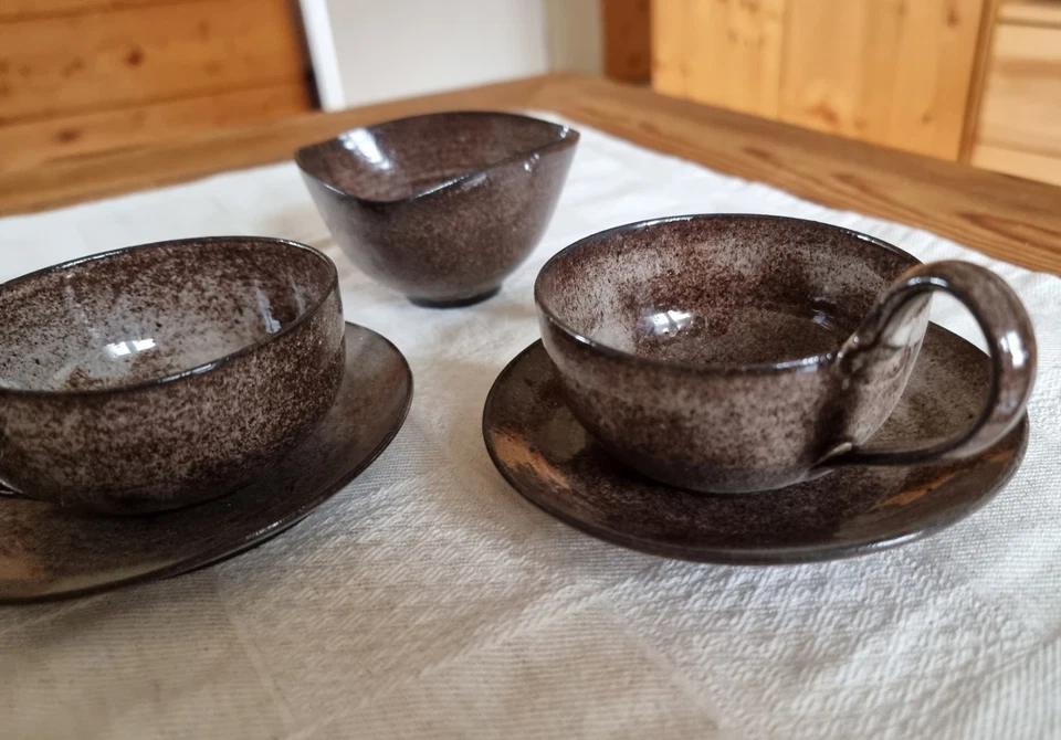 Feines rustikales Teeservice aus Keramik, Teeset, handgearbeitet, neuwertig - Bild 3 von 4