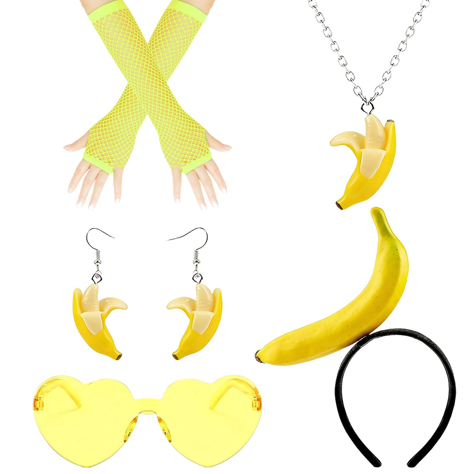 Lot de 5 costumes de bananes pour femme taille unique jaune en polyester