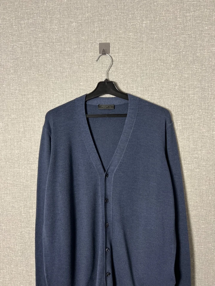 Prada Milano Wool Button Cardigan Sweater Blue Men’s Size 52 - Image 2 of 4