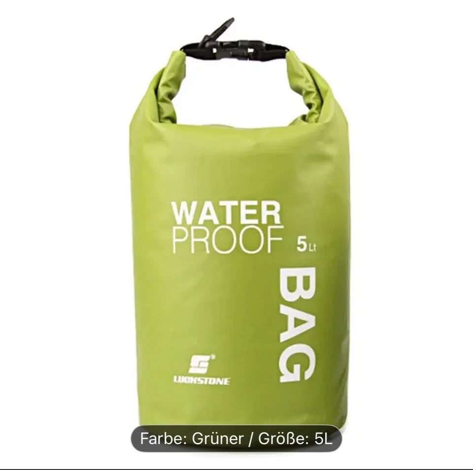 5L Dry Bag in Grün – Wasserdichter Packsack für Camping, Kajak, Boot & Outdoor